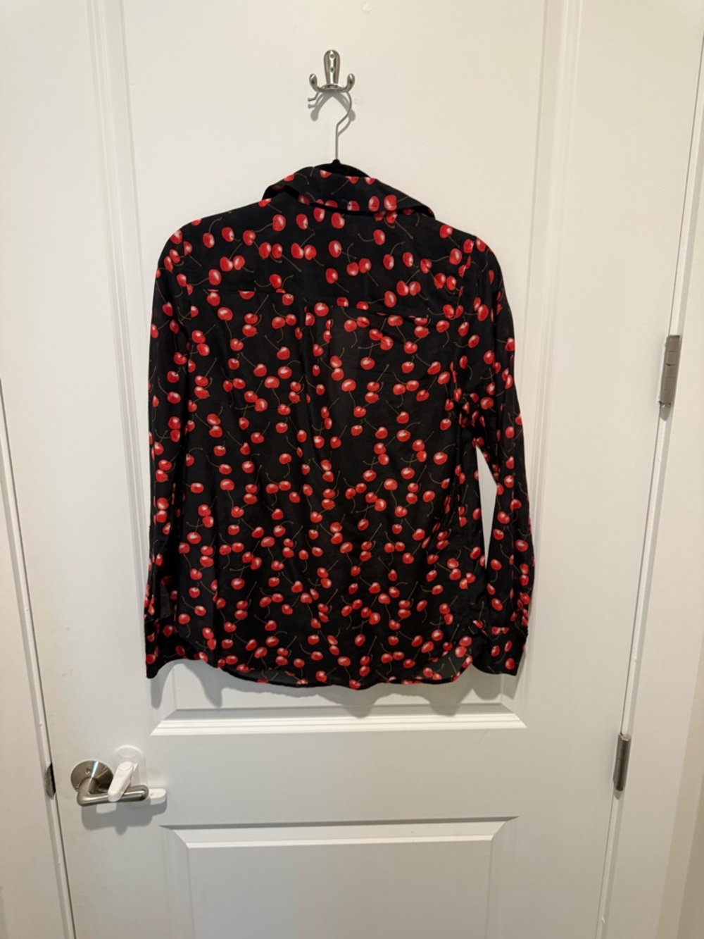 J. Crew Black Blouse with Red Cherry Print - Picture 8 of 8